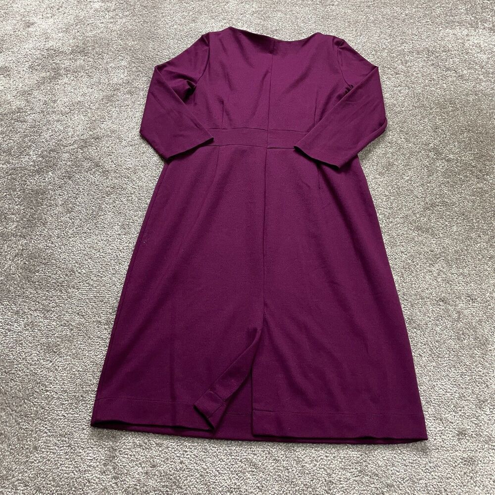 Lands' End Sheath Midi Dress Womens Medium Purple 3/4 Sleeve Workwear Business